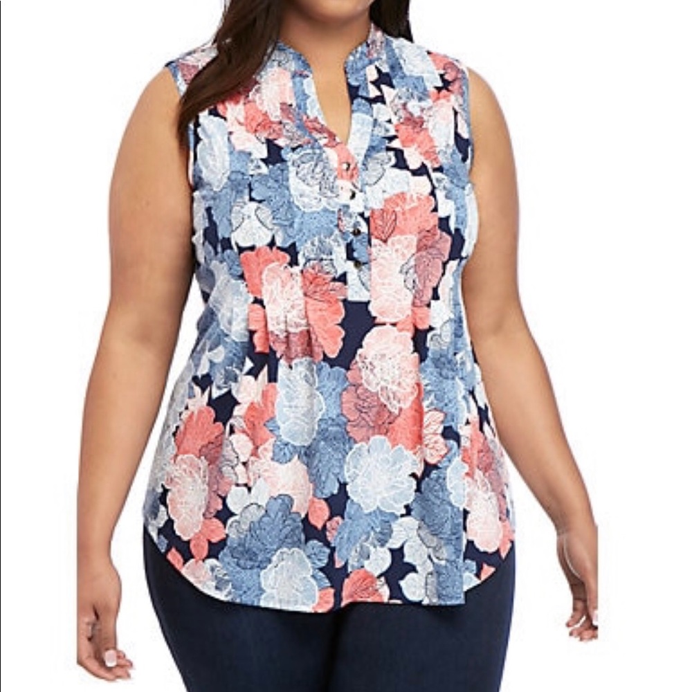 New Directions Plus Size Sleeveless Blouse